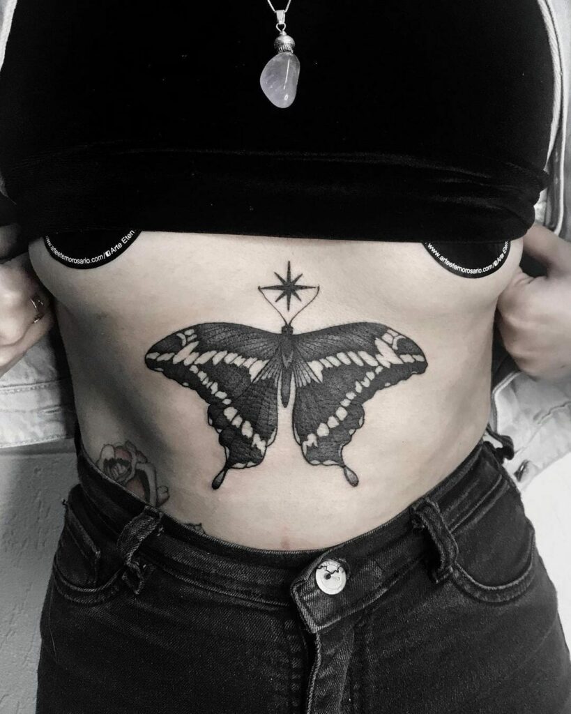 Big Black and White Butterfly Tattoo