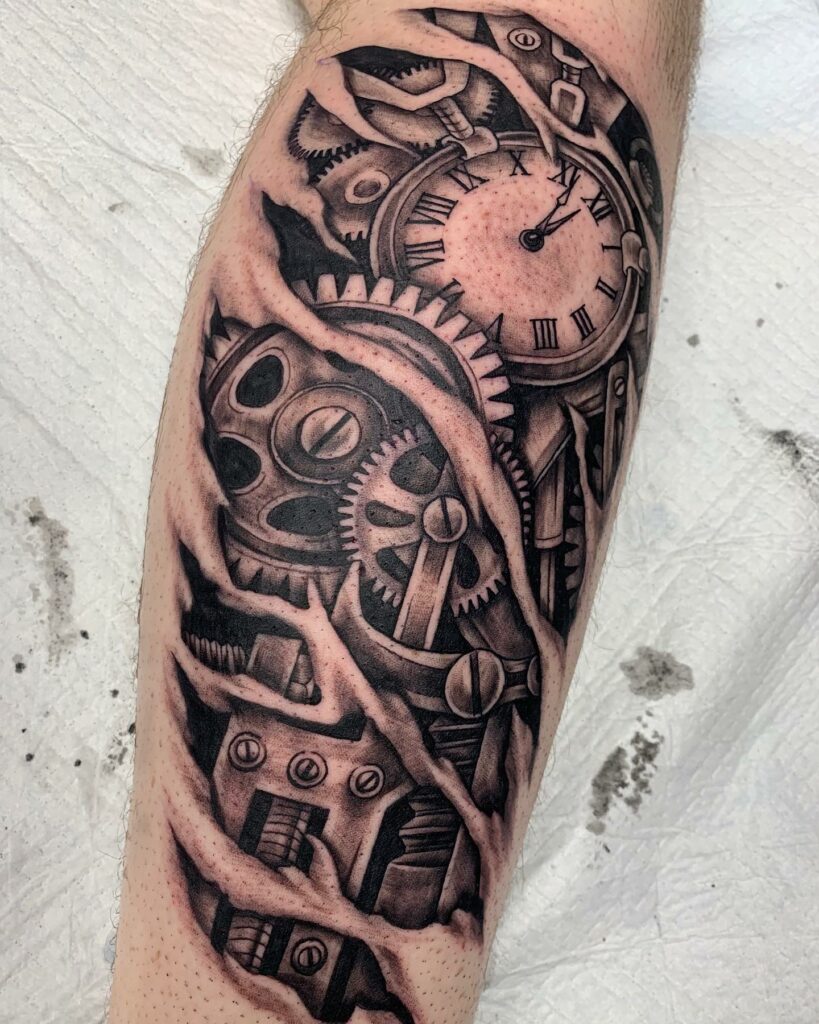 Biomechanical Leg Tattoos