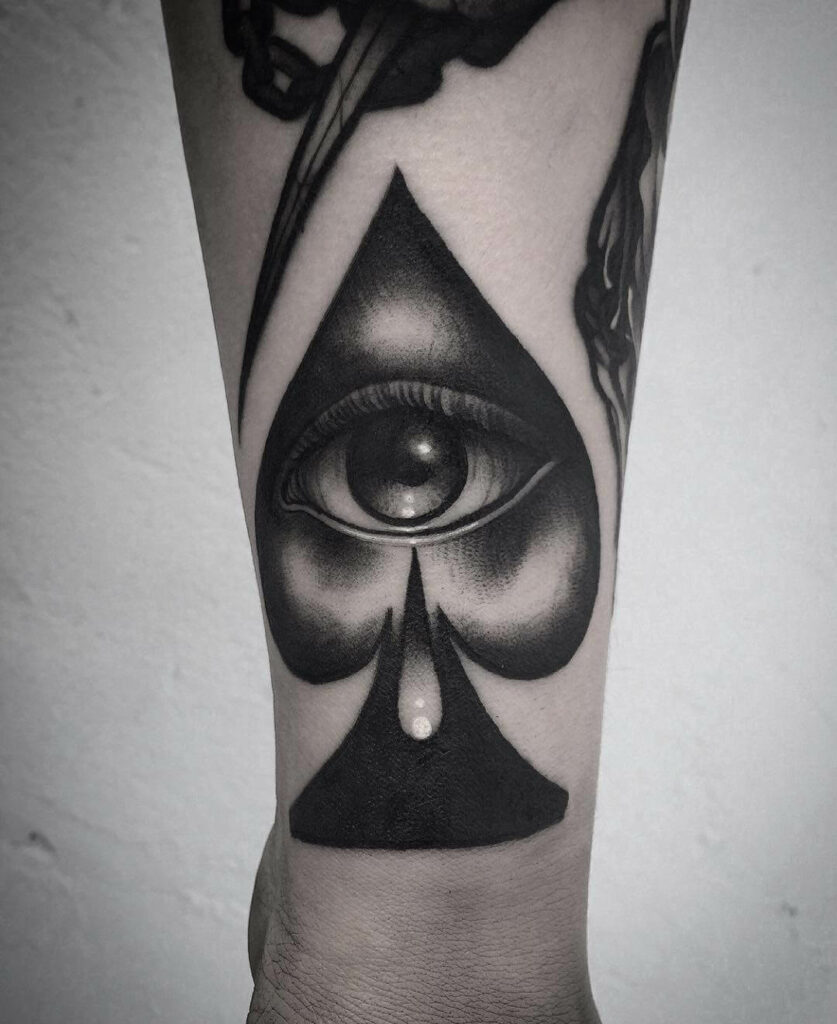 Black And Grey Dark Spades Tattoo