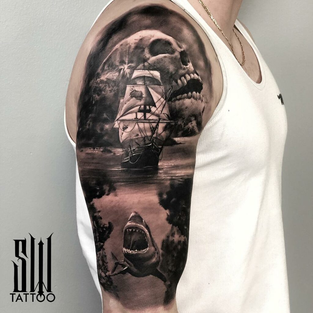 Forbidden Images Tattoo Art Studio  Tattoos  HalfSleeve  Buccaneers  Pirate Ship