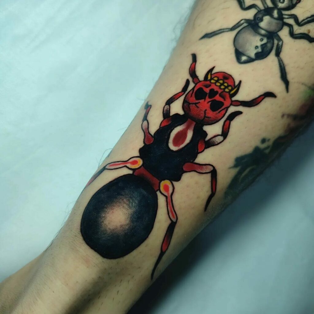 Black And Red Ant Tattoo