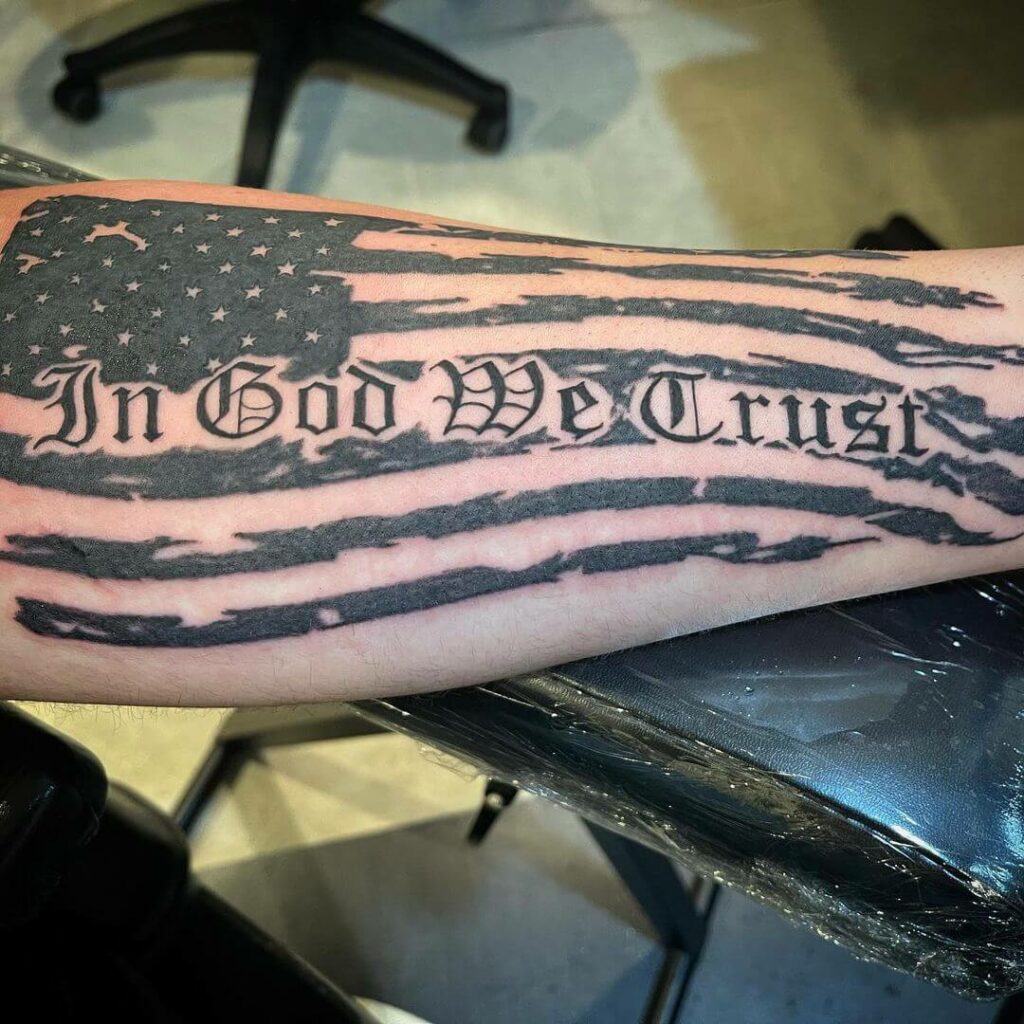 Tattoo uploaded by Danie Carter  Patriotic black and grey american flag  tattoo  Tattoodo