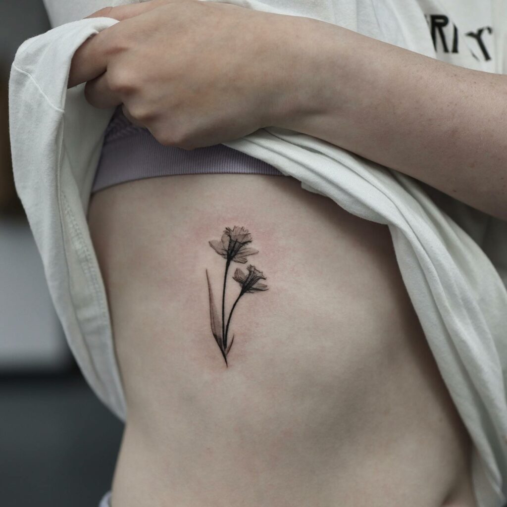 Black And White Daffodil Tattoo