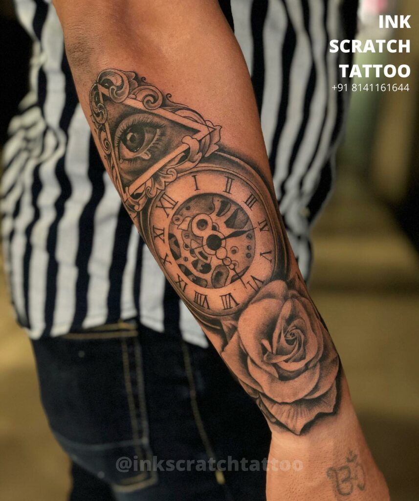 11 Black And White Rose Tattoo Ideas That Will Blow Your Mind   Black And White Rose Tattoos For Men Sleeves 857x1024 