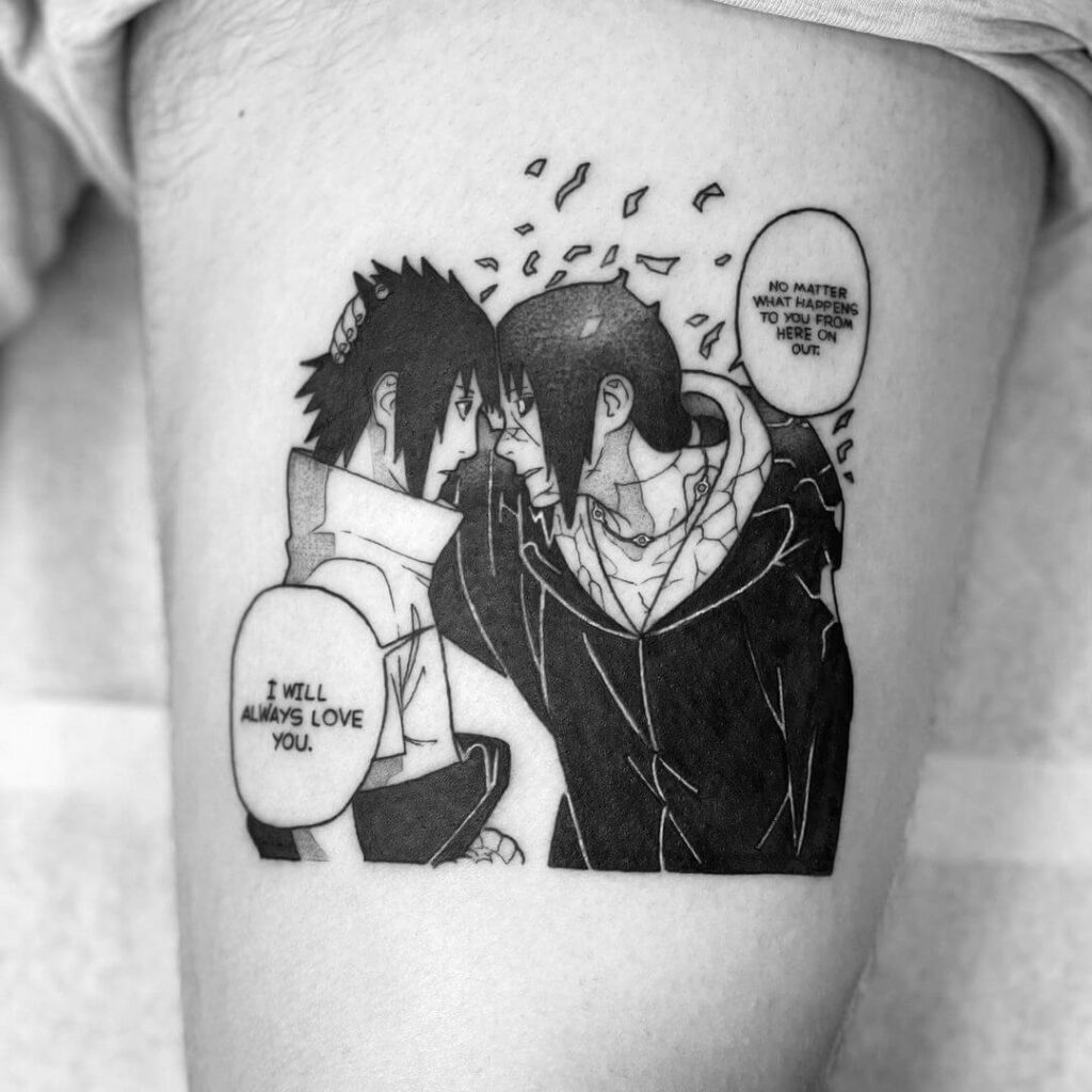 Black And White Sasuke And Itachi Tattoo