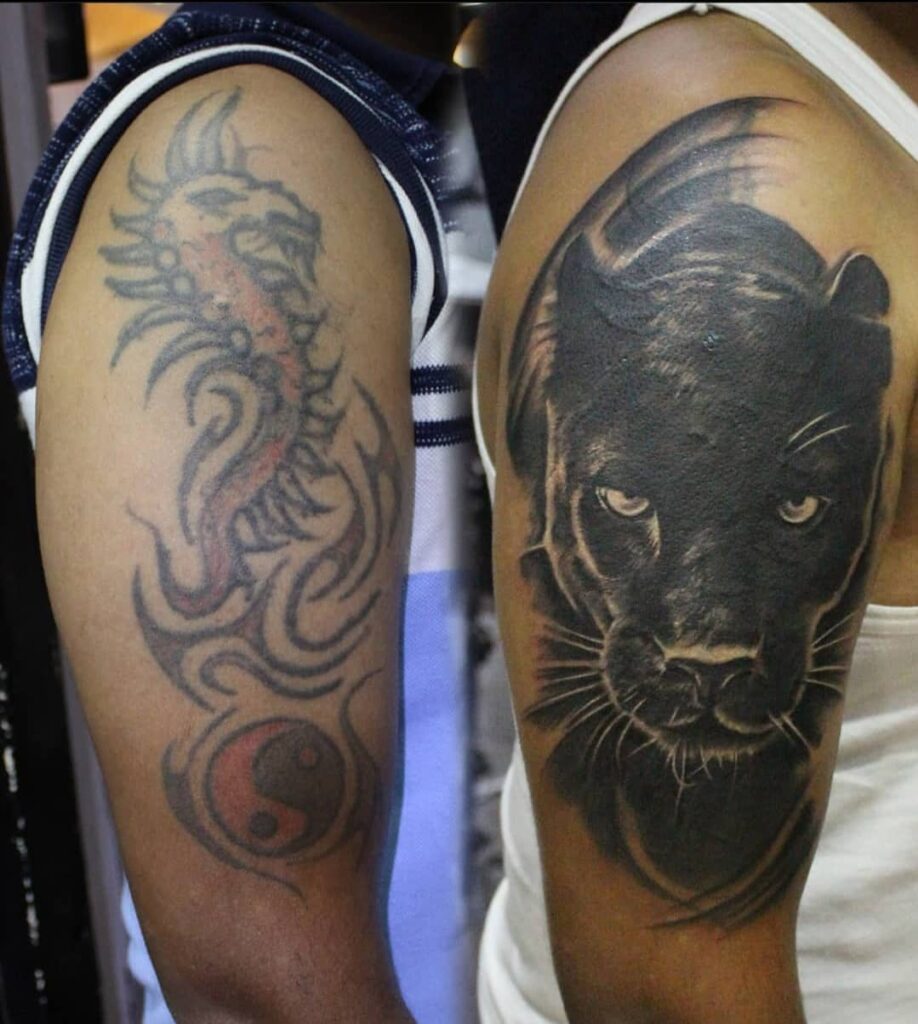 panther cover up tattoo