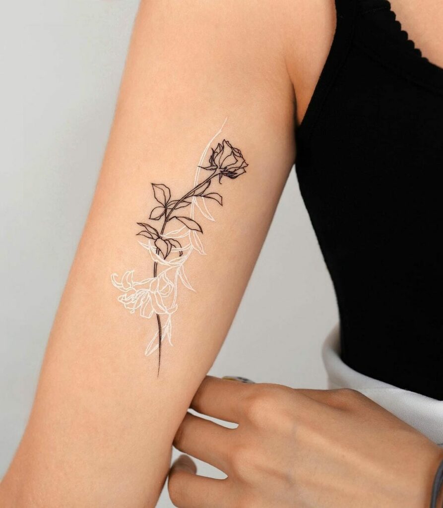 Black Rose Tattoo x Rose Outline Tattoo