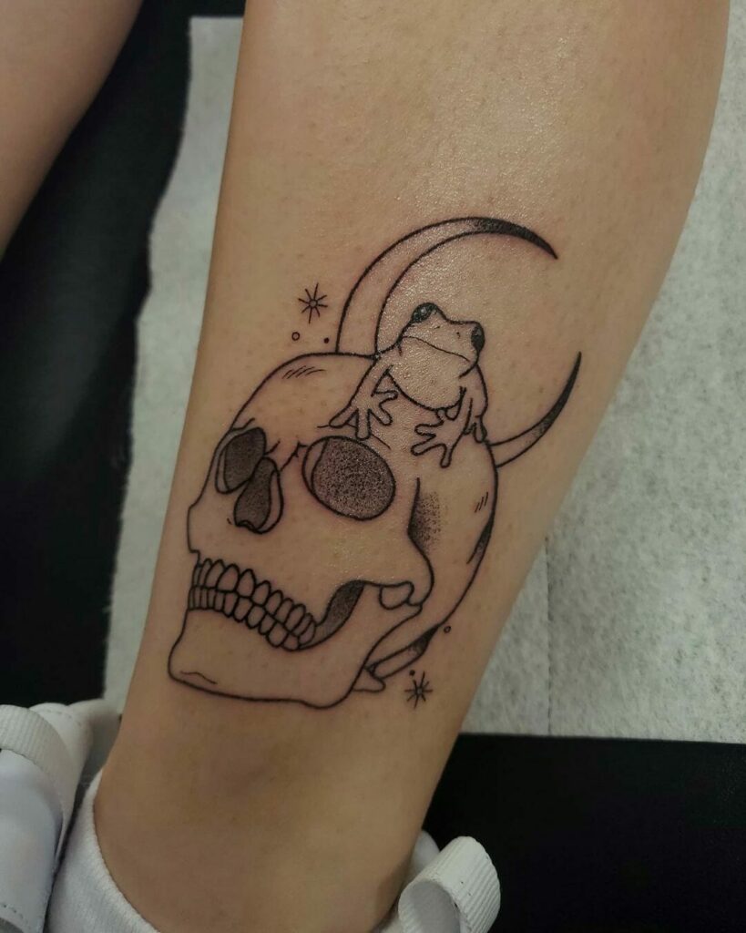 Black Spooky Outline Tattoo