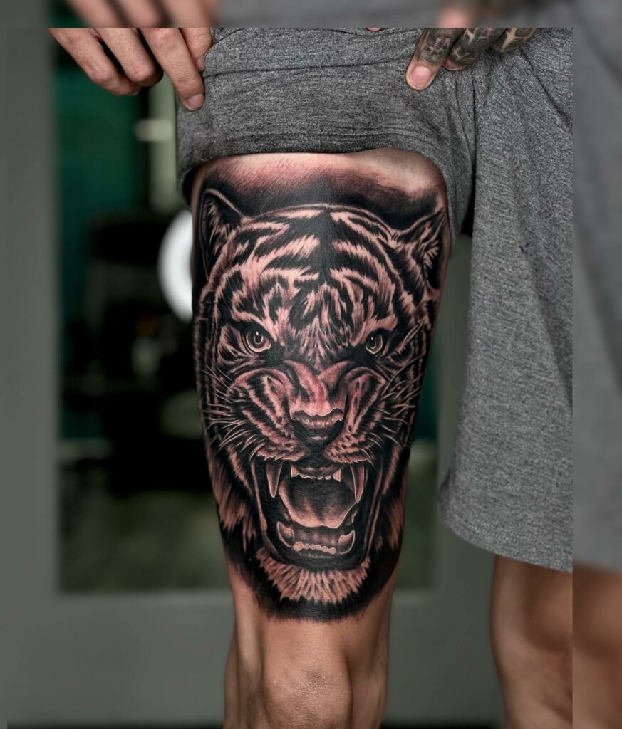 Black Tiger Face Tattoo