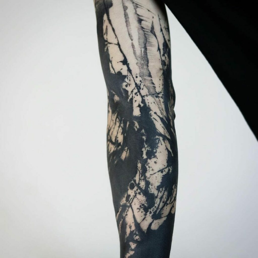 Black Watercolour Sleeve Tattoo