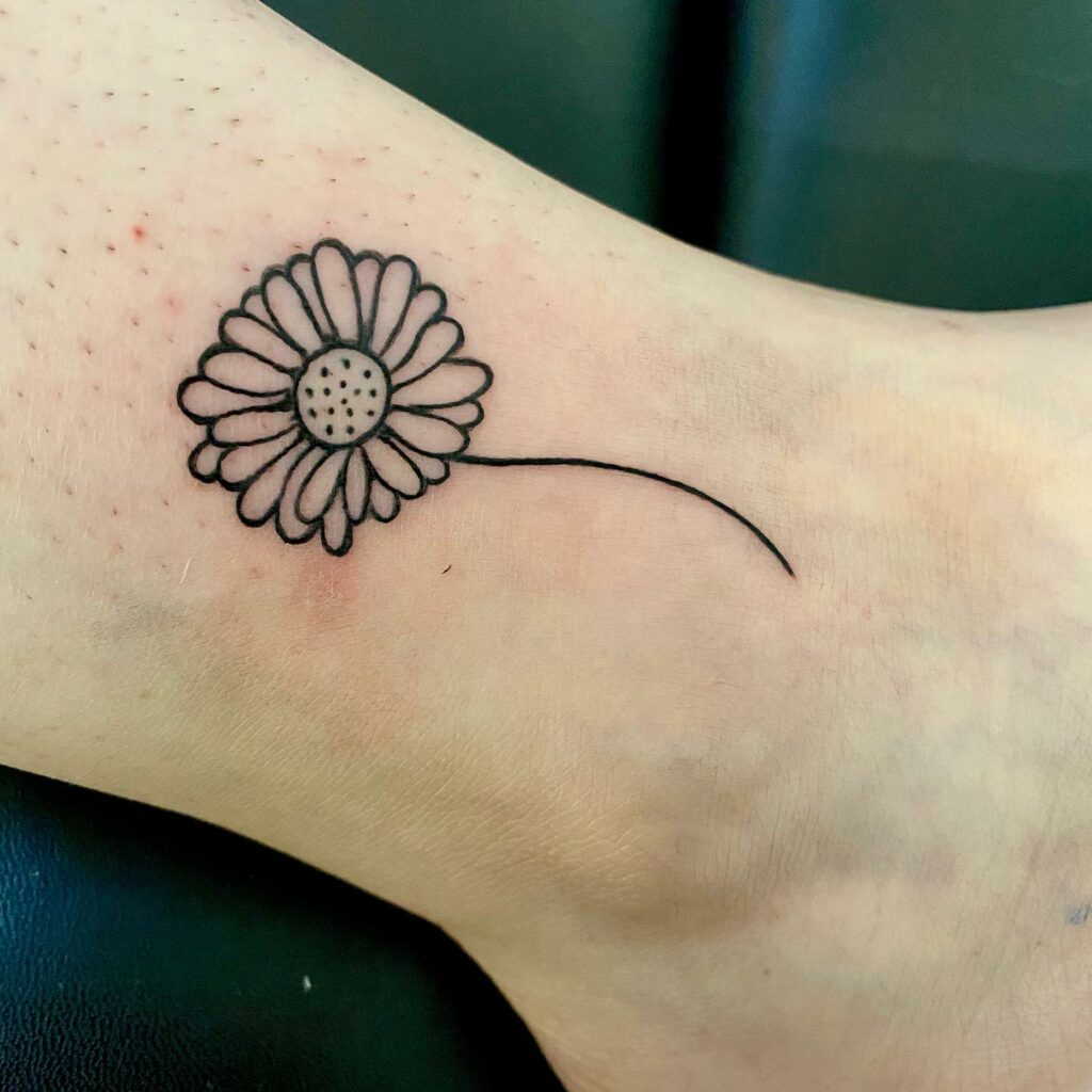 Black and White Daisy Tattoo