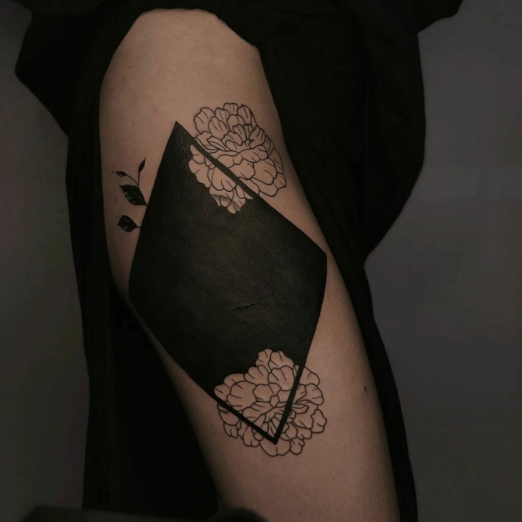 Blackout Coverup Tattoo For Thigh