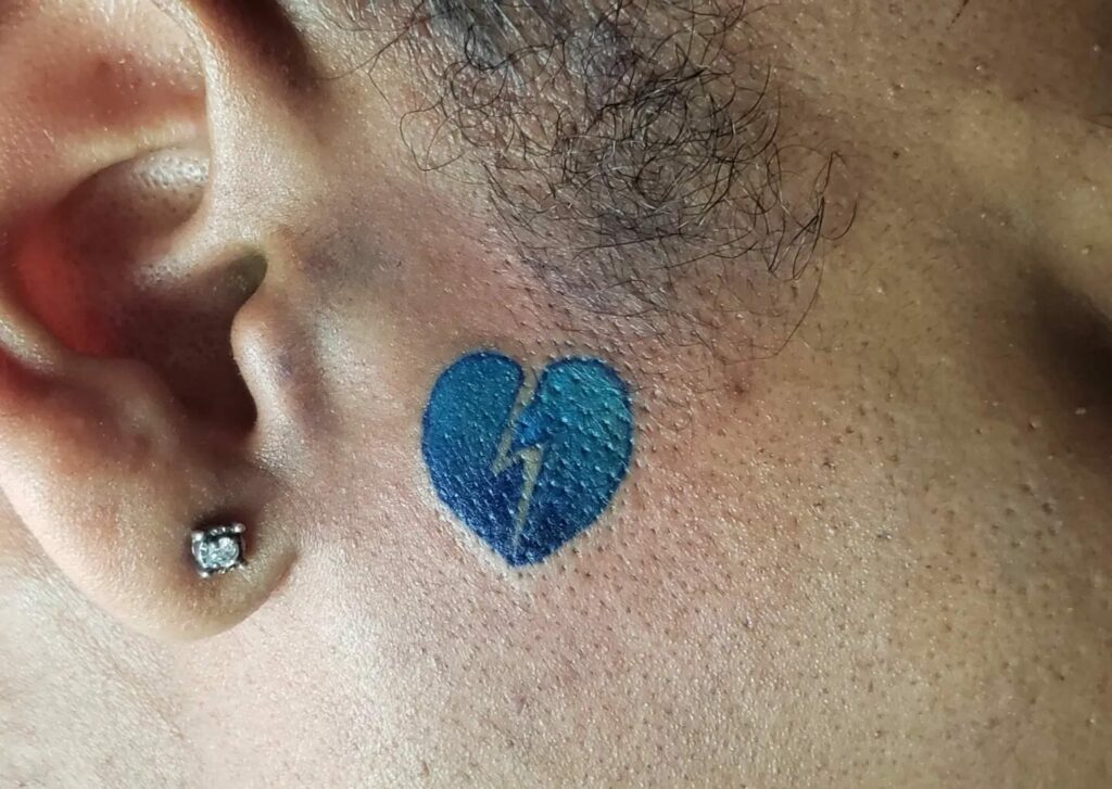Blue Broken Heart Tattoo