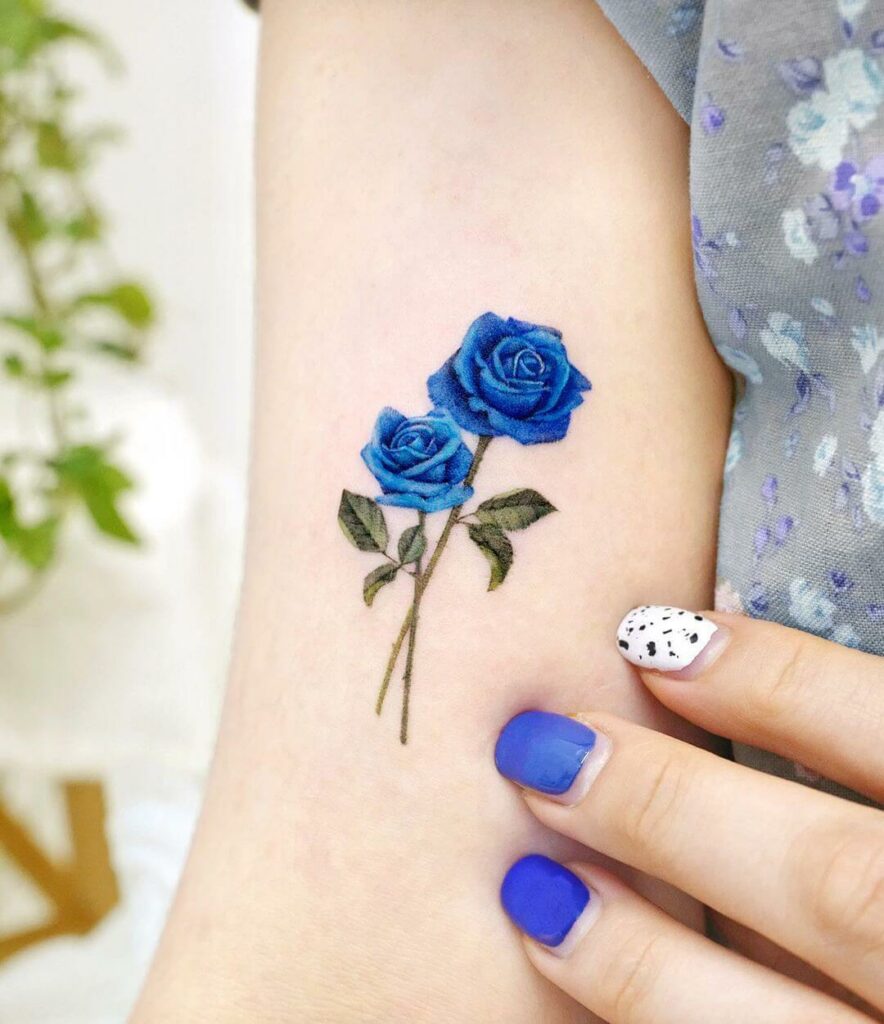 Blue Rose Hand Tattoos 