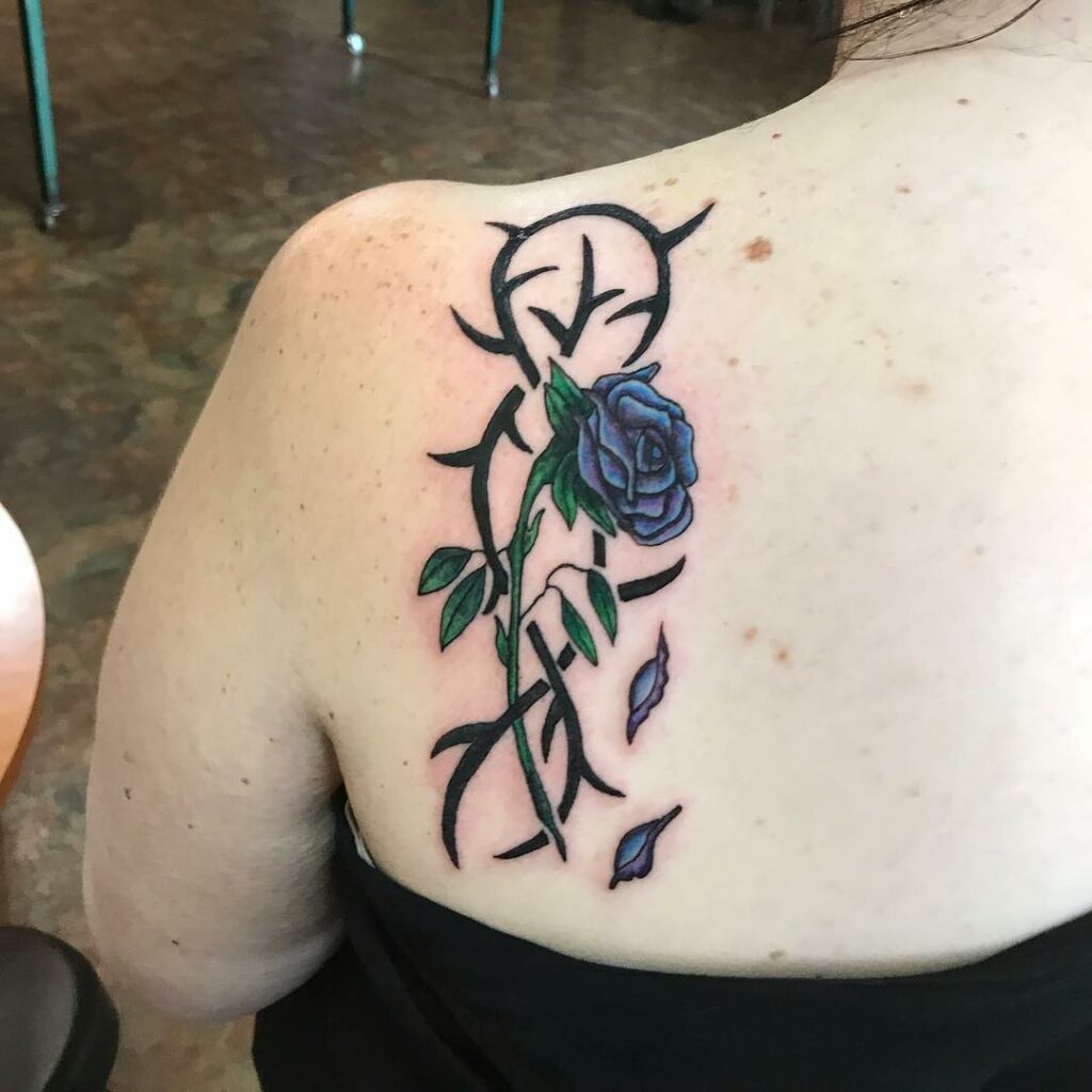 Blue Rose Tribal Tattoo