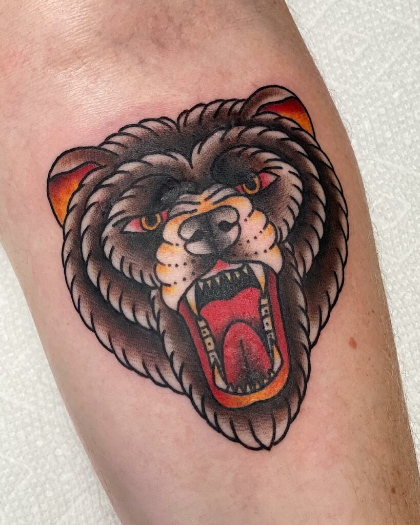 Bold Bear Head Tattoo