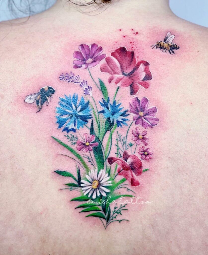 Bouquet Watercolor Flower Tattoo