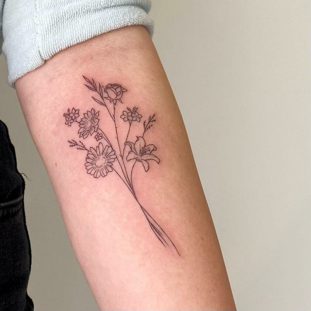 Bouquet of Wildflowers Tattoo Ideas