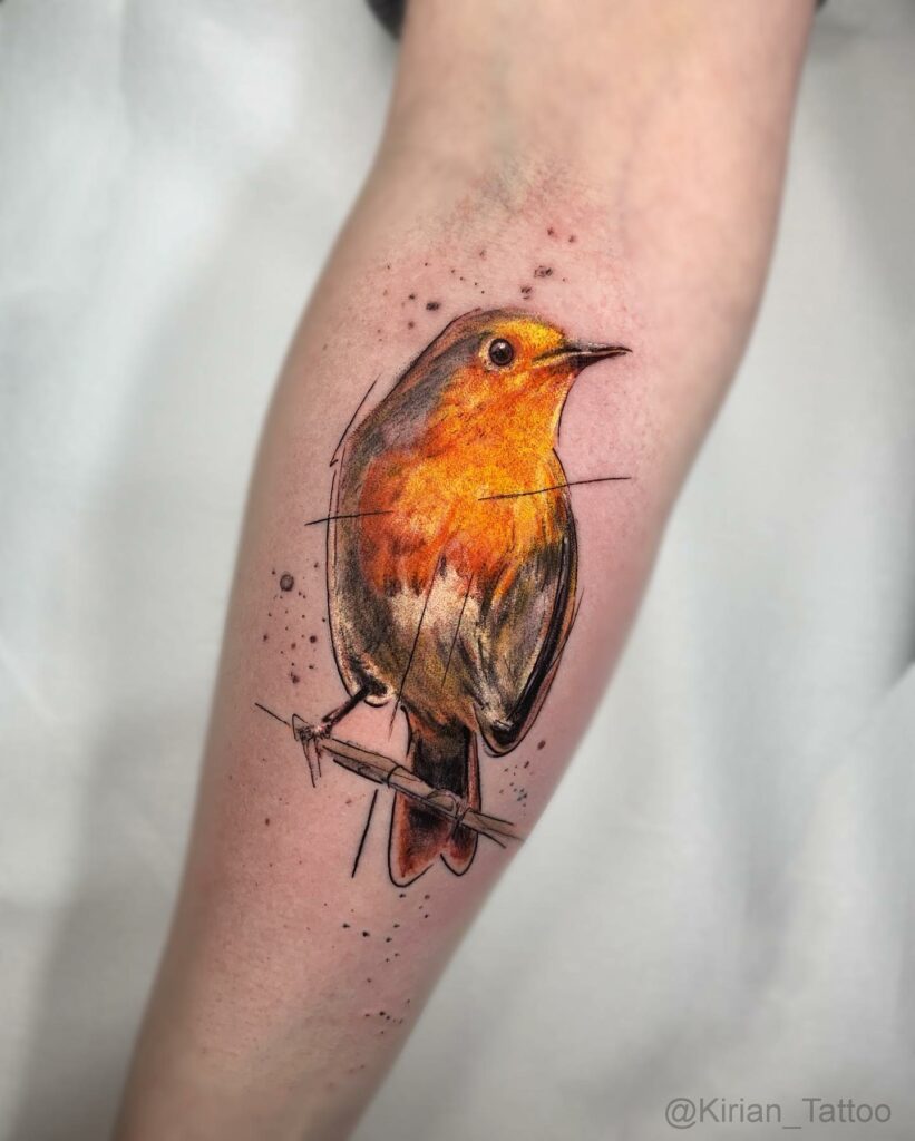 Bright Yellow Color Bird Tattoo