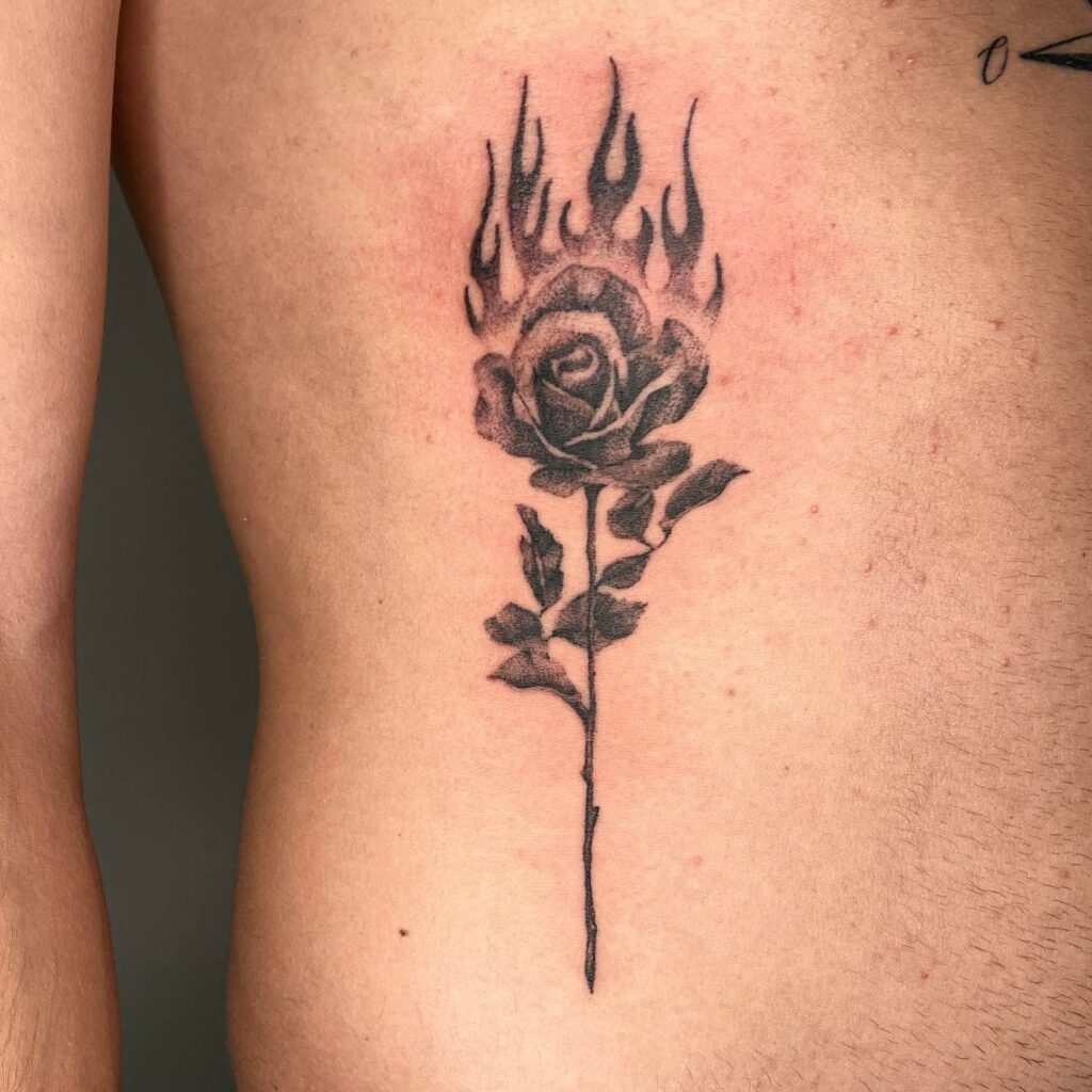 Burning Rose Tattoo