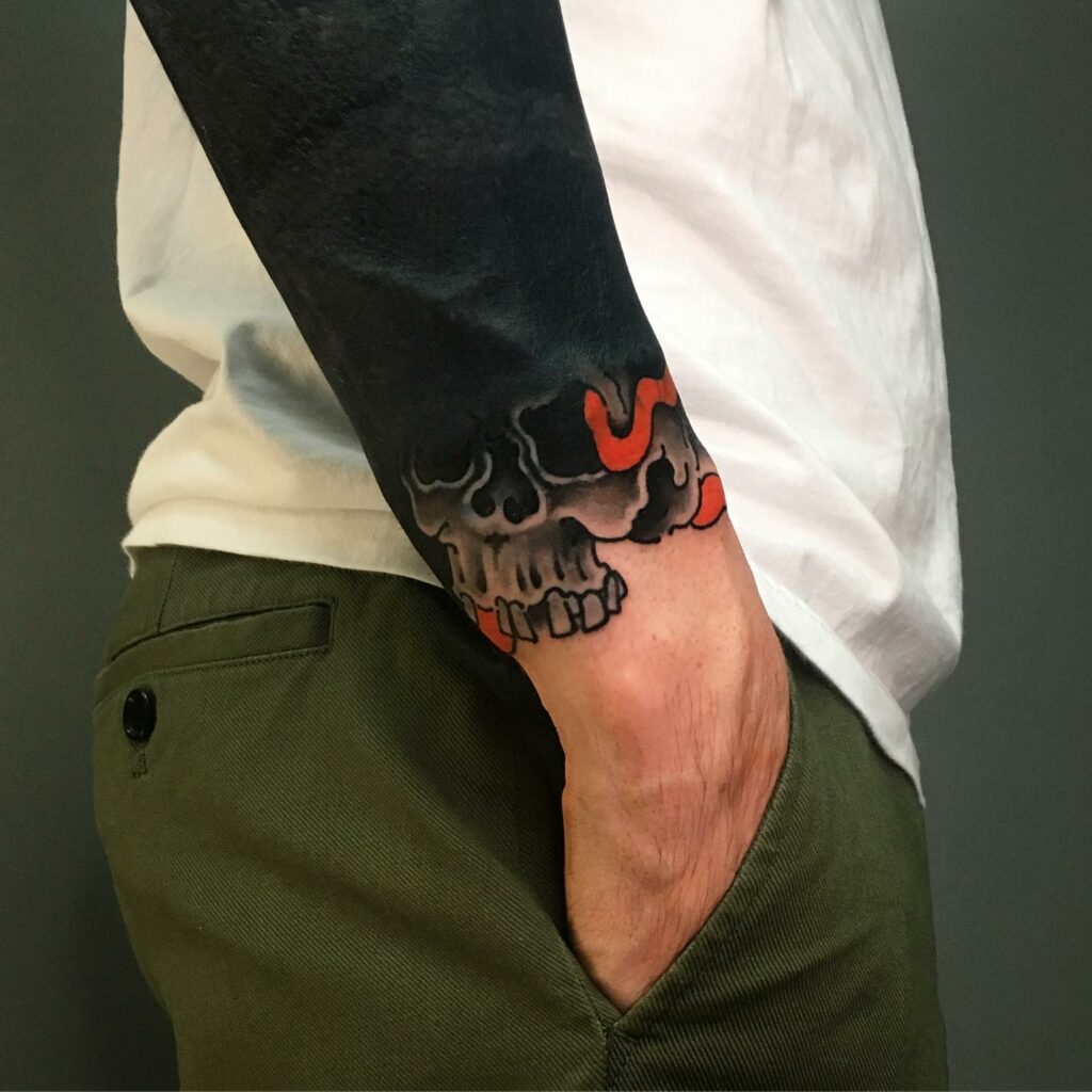 Burning Samurai Skull Tattoo