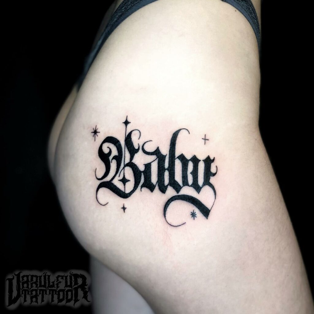 Butt Tattoos With Lettering For Women