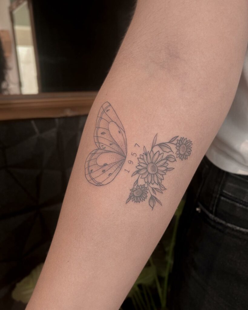 Sunflower and Butterfly Tattoos  Tattoo Design
