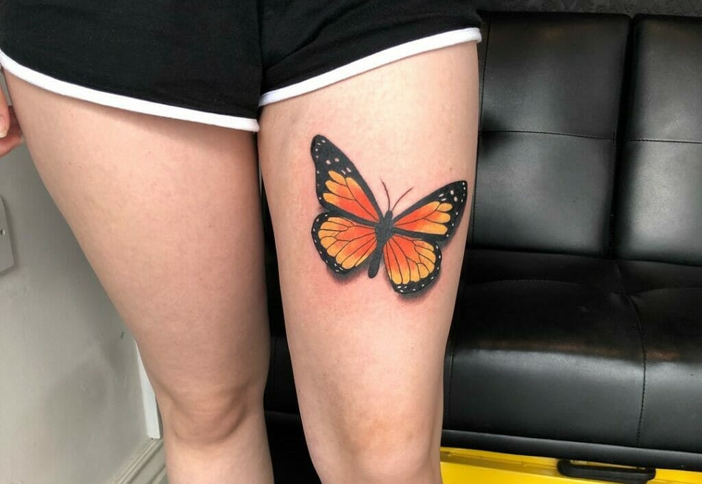 71 Pretty Butterfly Tattoos On Thigh  Tattoo Designs  TattoosBagcom