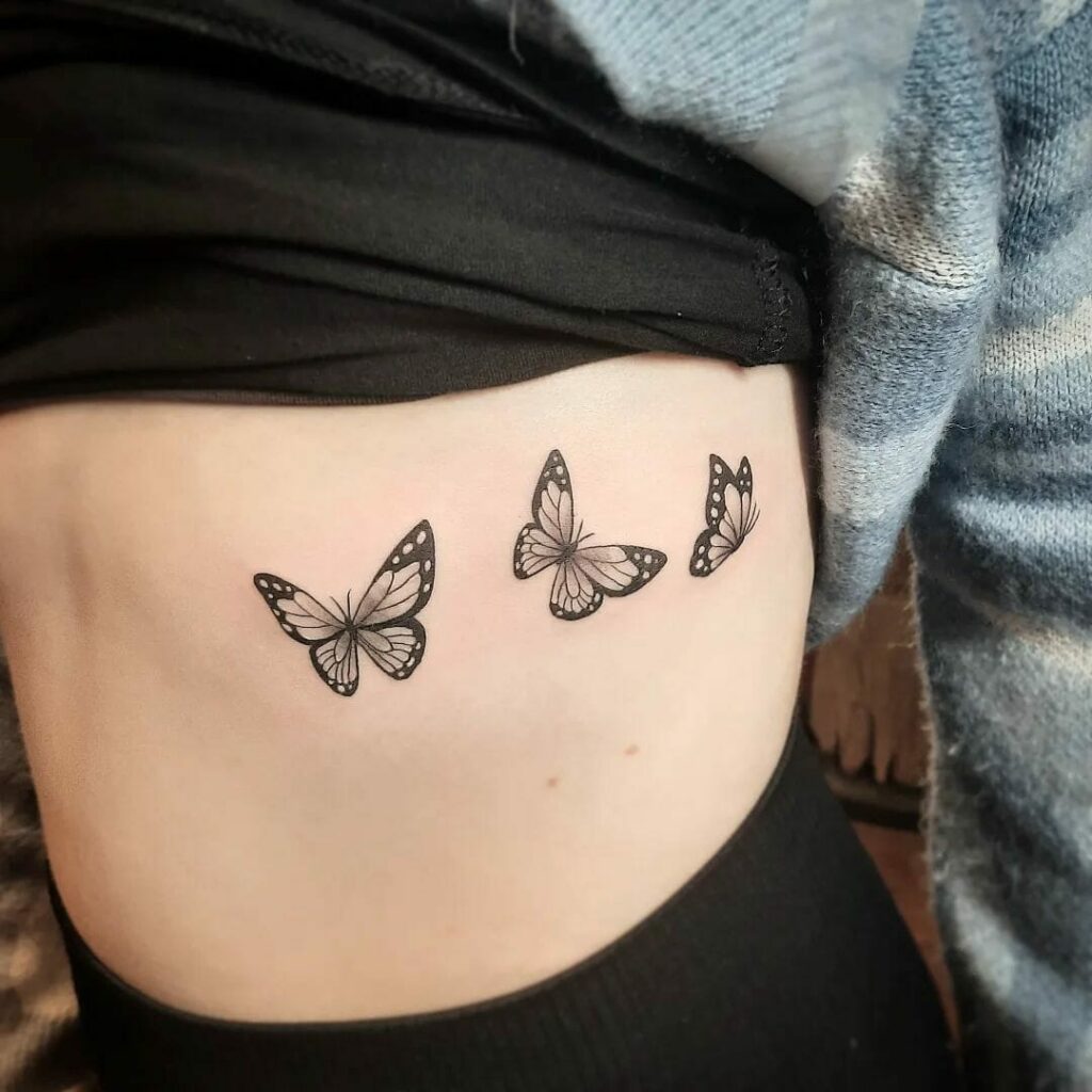 Butterflies Rib Cage Tattoo