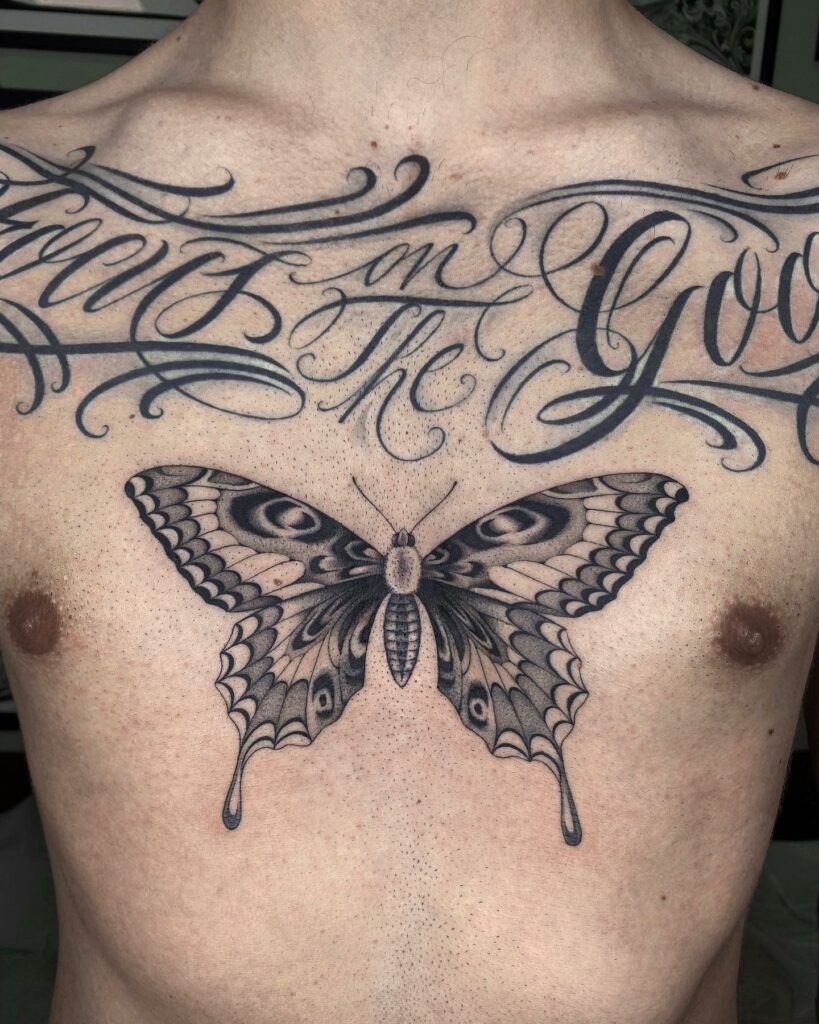 Butterfly Rib Tattoo Design For Men