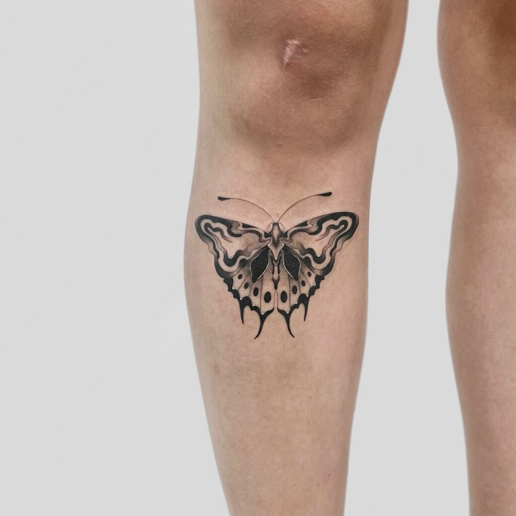 Butterfly Small Shin Tattoos For Females