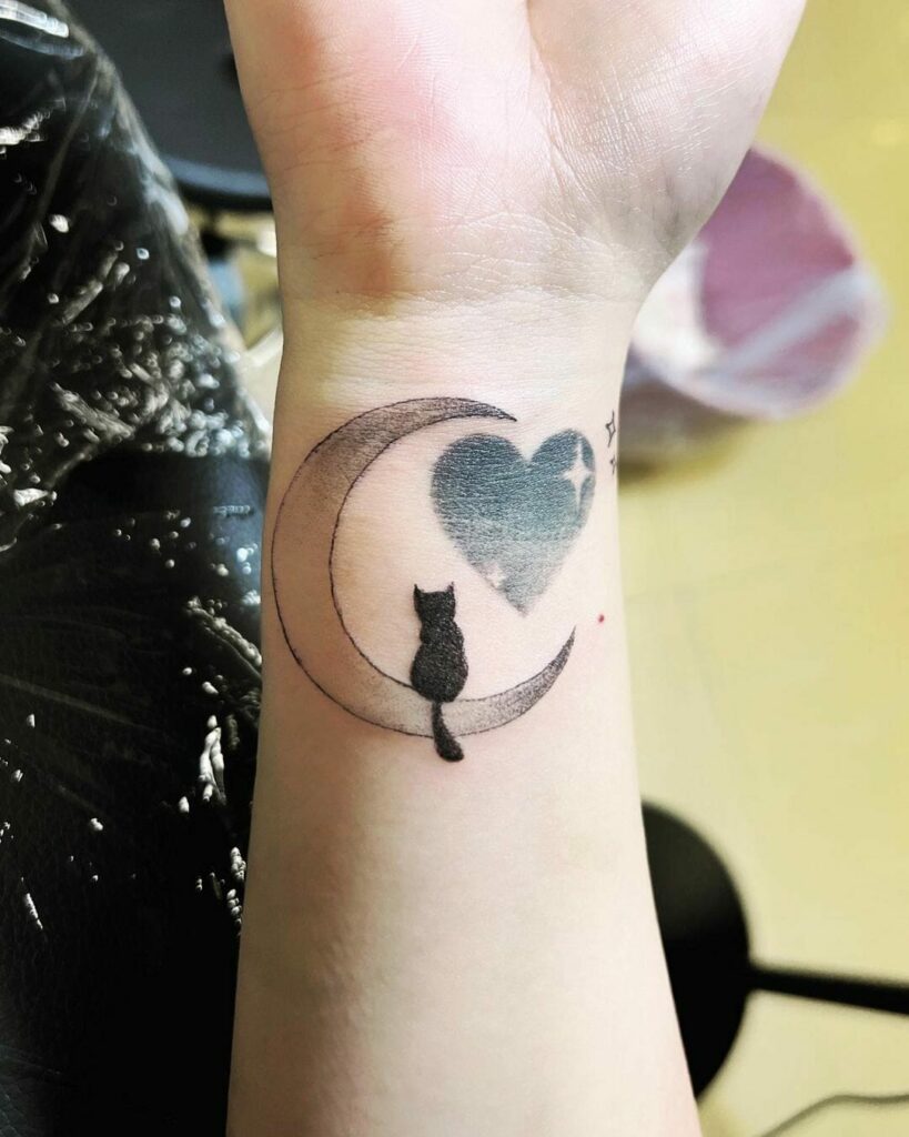 Cat Moon Tattoo