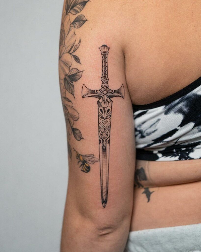 Black&Grey Sword tattoo women at theYou.com