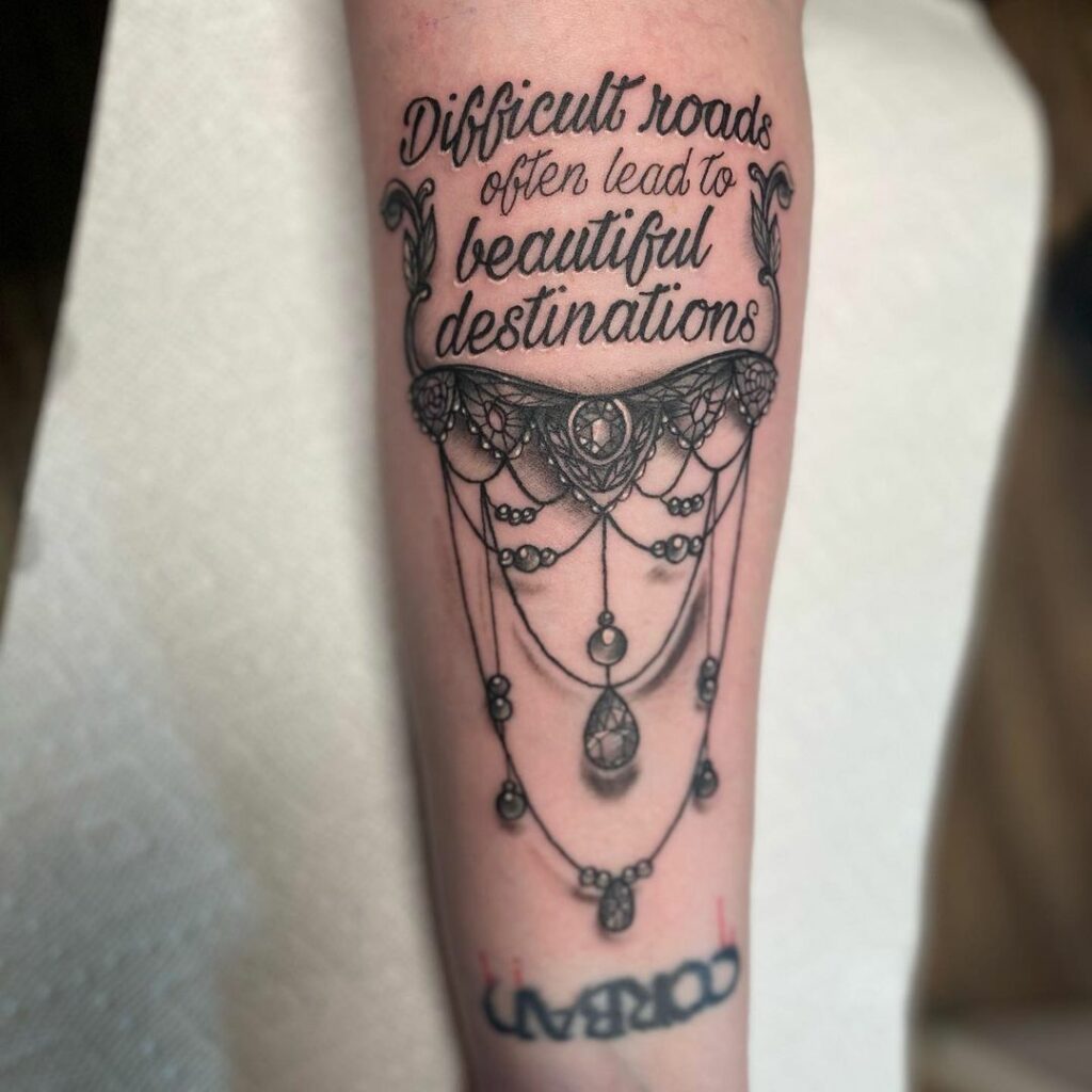 Chandelier Tattoo With Message