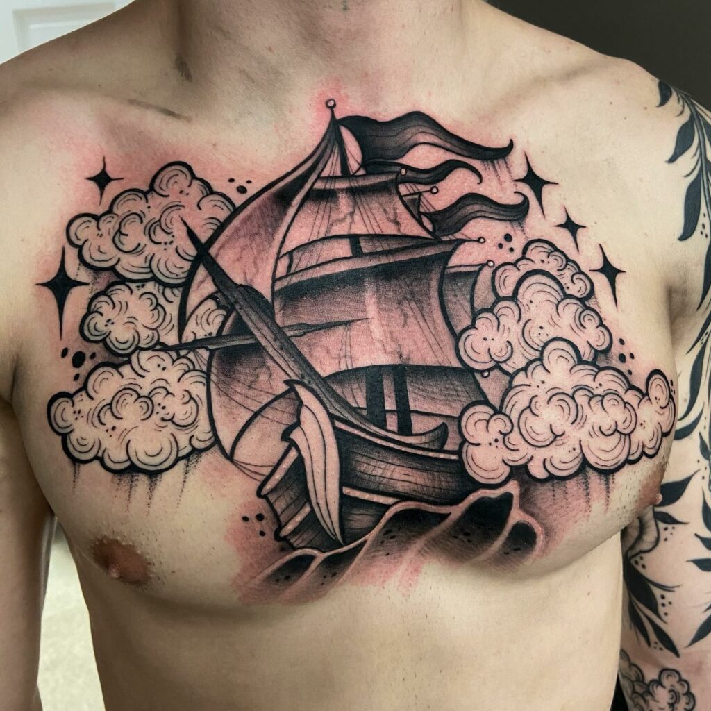 Clipper Ship  Lighthouse Tattoo