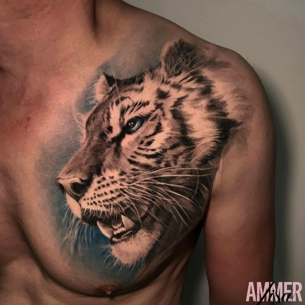 Chest Tiger Tattoo