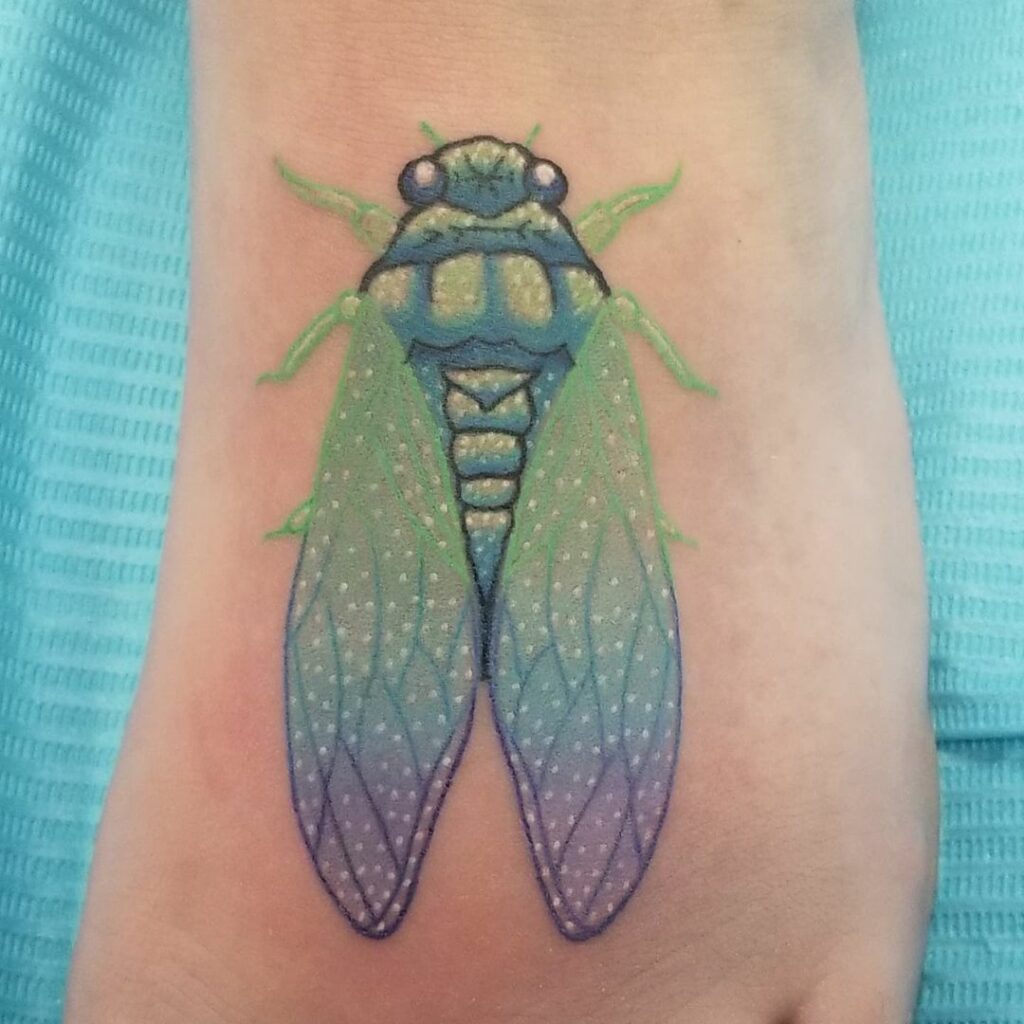 Cicada Tattoo With Pastel Shades