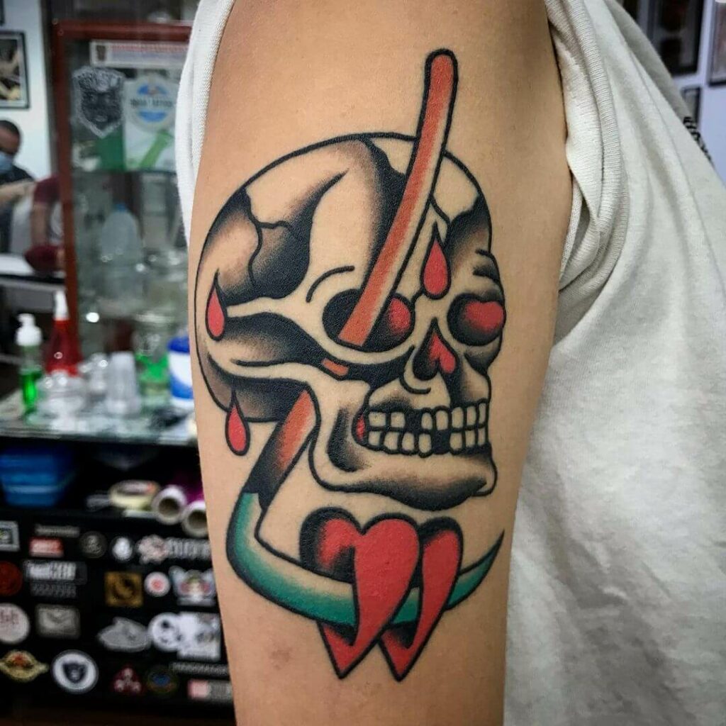 Classic Colourful Skull Tattoo