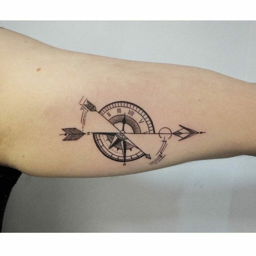 Clock And Compass Tattoos