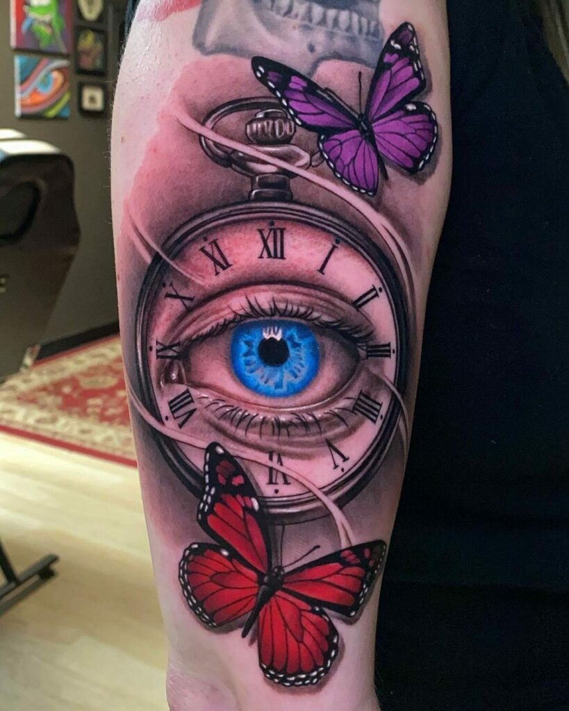 Clock With Butterfly Tattoo ideas