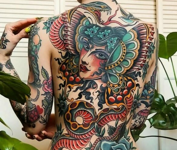 Colored Back Tattoo