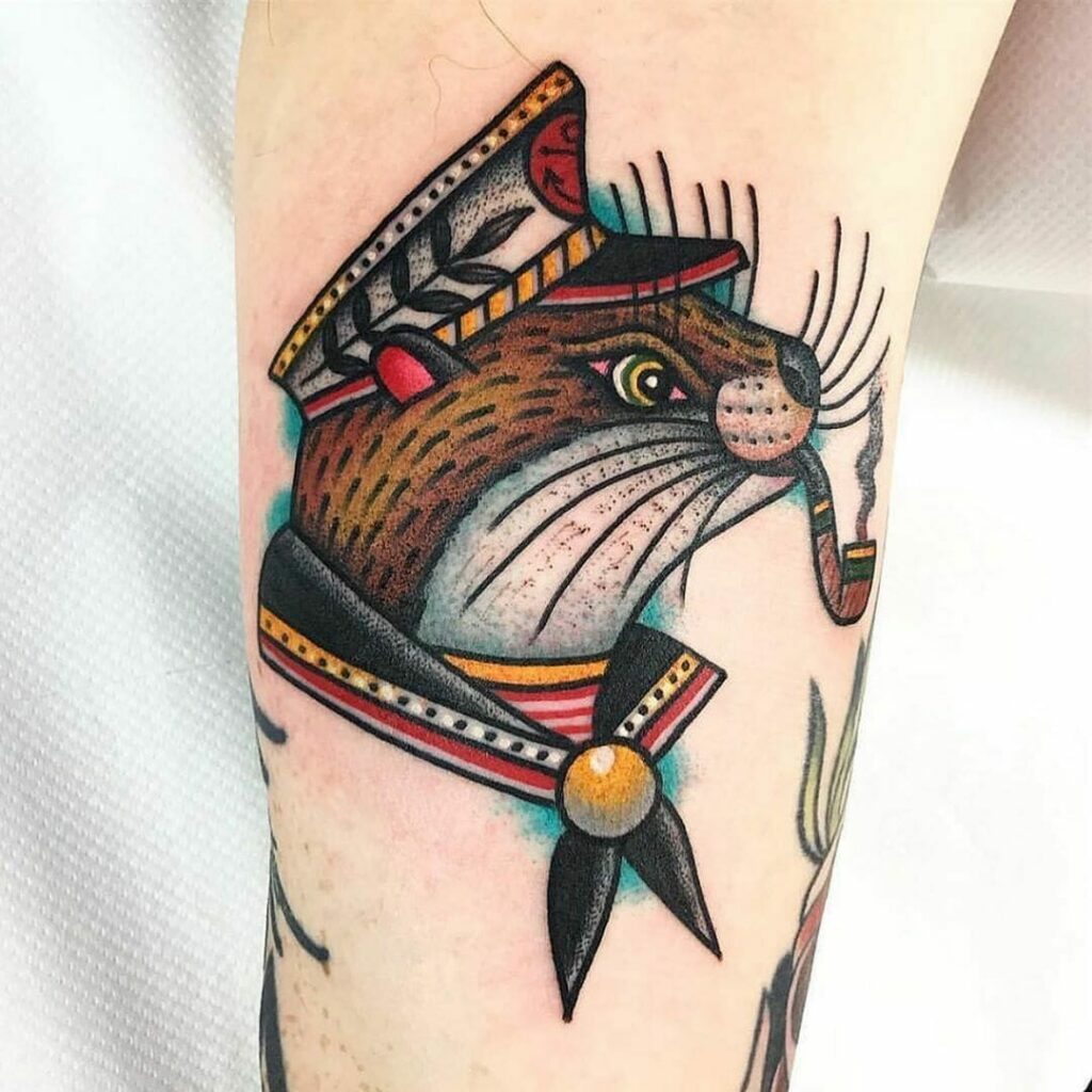 Colorful Captain Otter Tattoo
