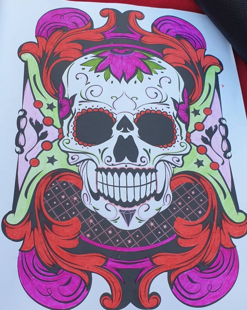 Colorful Day of the Dead Skull Tattoo