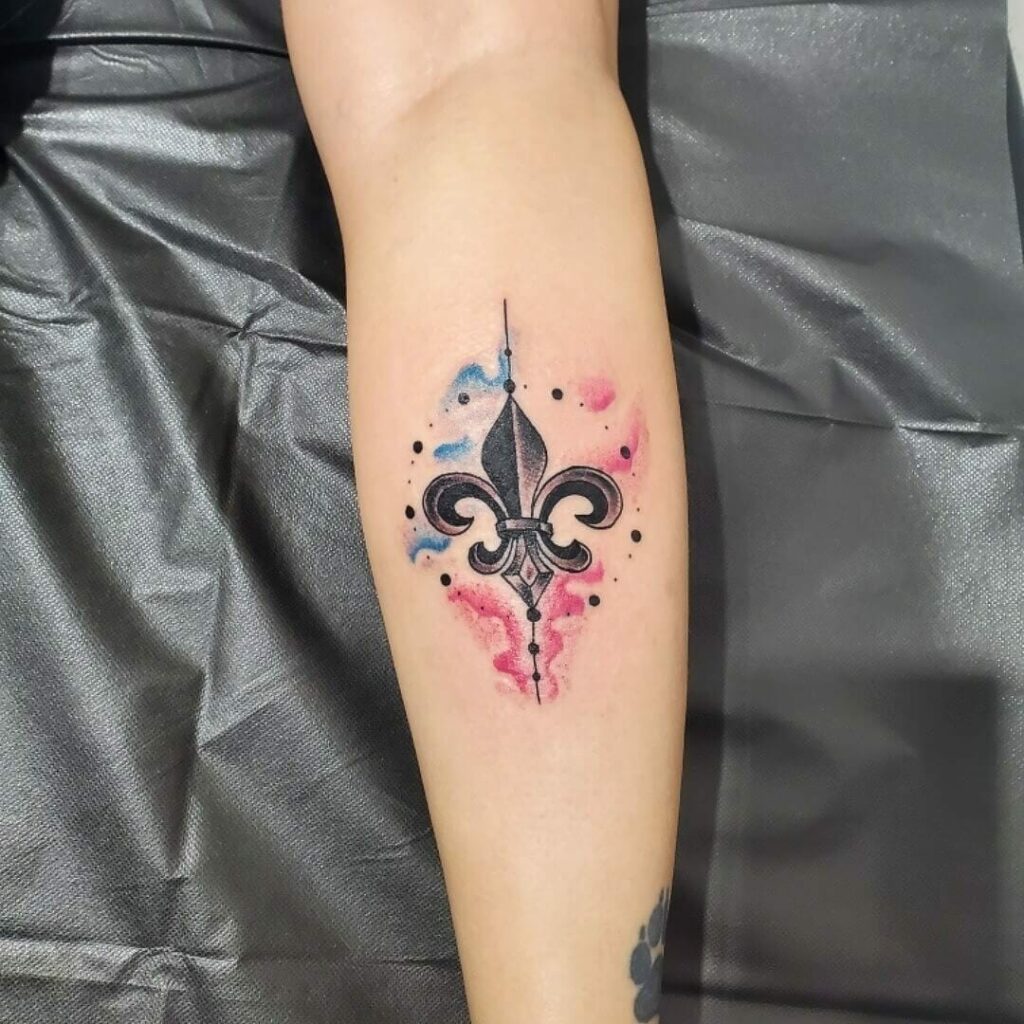 Coloured Fleur De Lis Tattoo