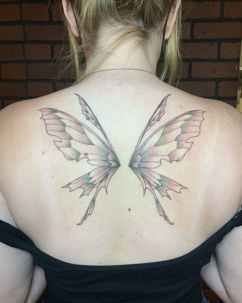 Coloured Pixie Wing Tattoo