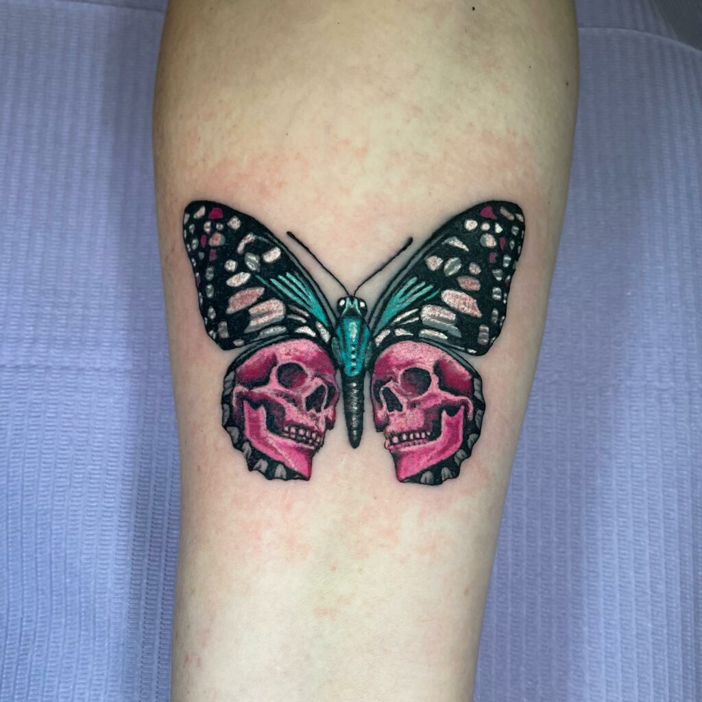 girly skull butterfly tattoos