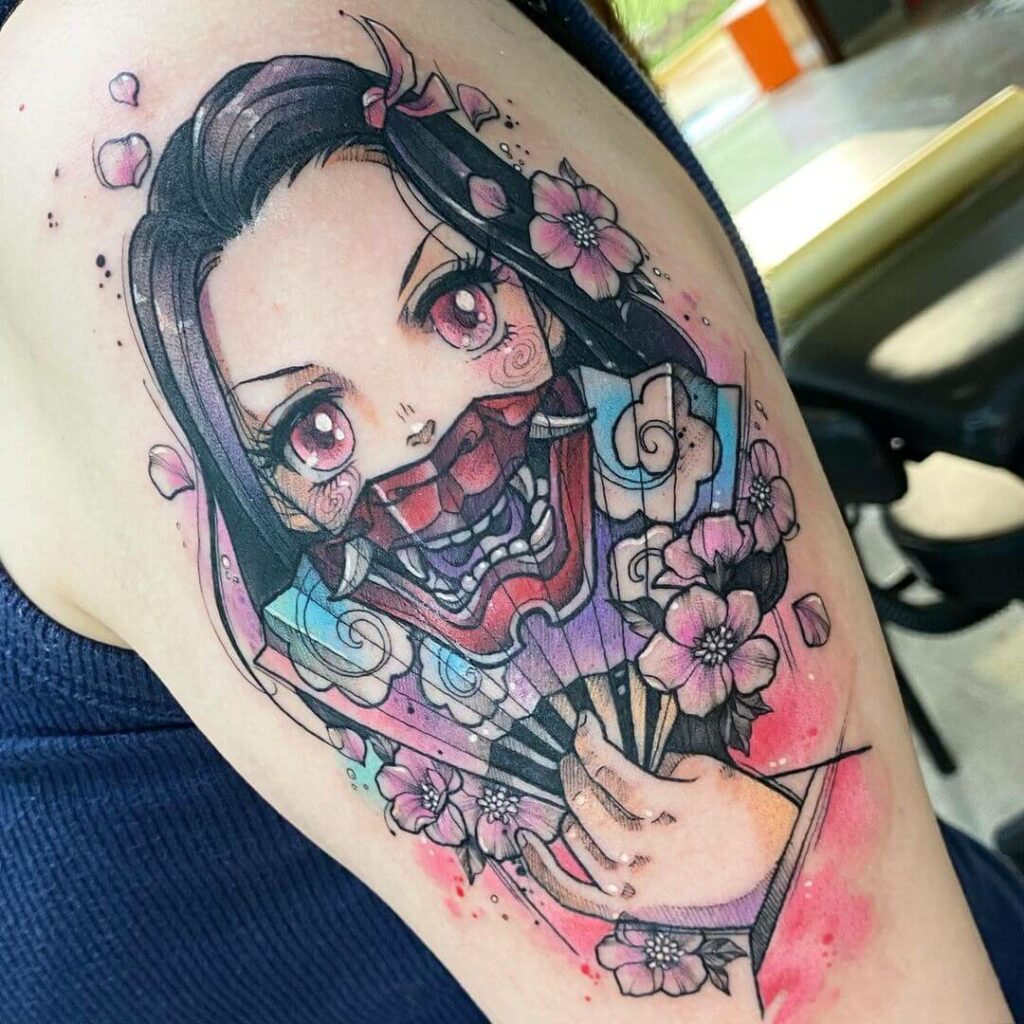 Colourful Demon Slayer Tattoo