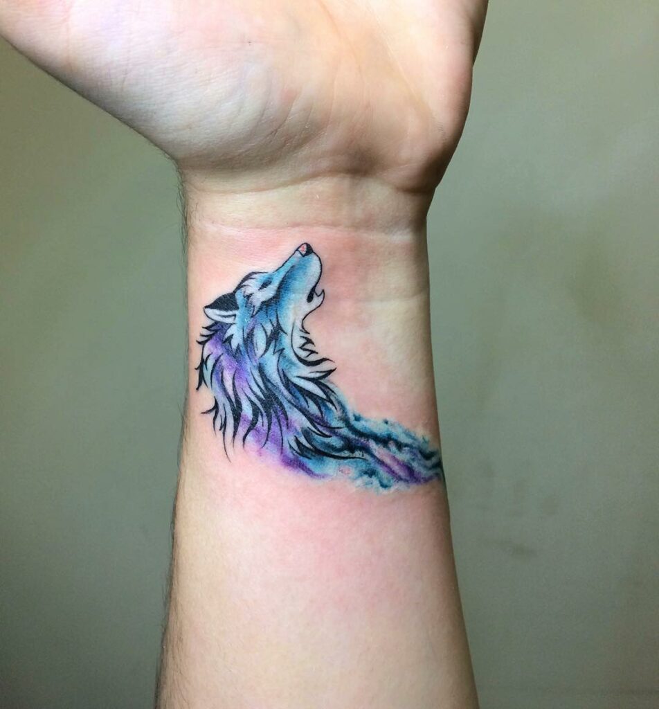 Colourful Lone Wolf Forearm Tattoo