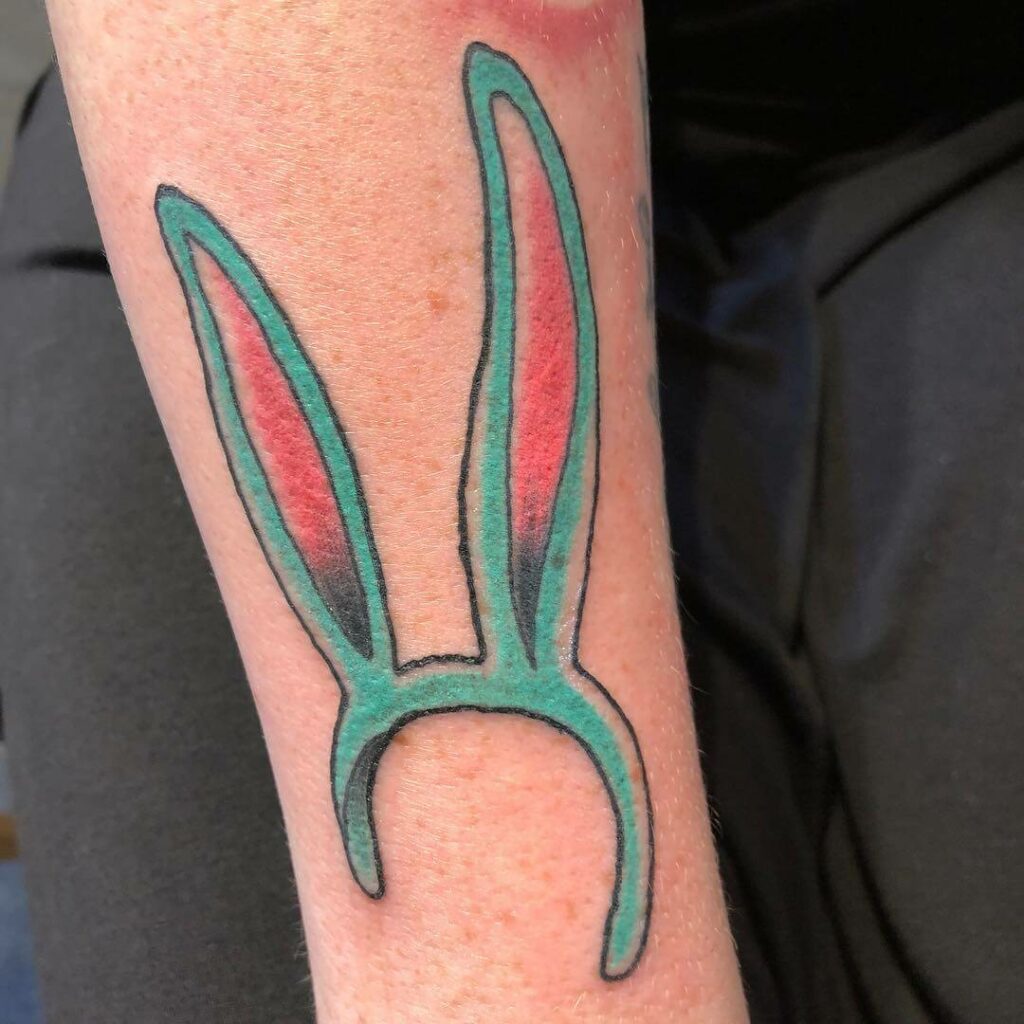 Colourful Long Bunny Ear Tattoo