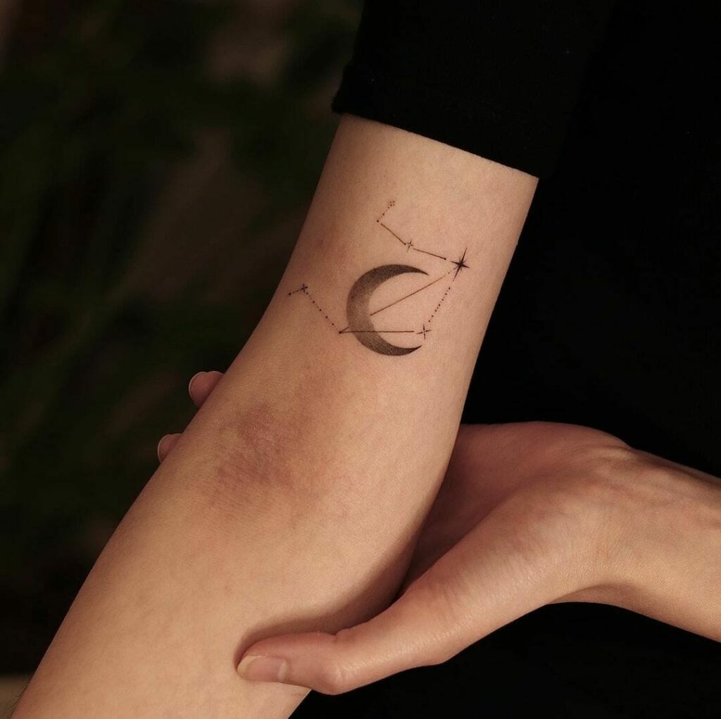 Constellation Libra Tattoo With Moon